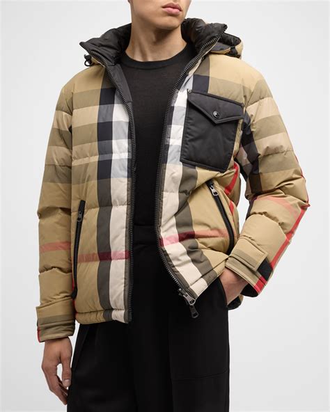 beige jacke burberry herren|burberry check puffer jacket.